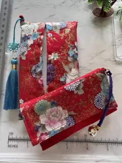 和柄 ハンドメイド ティッシュケース＆脂取り紙入れセットW4