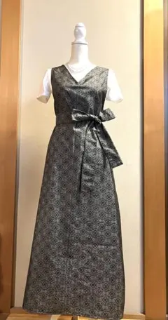 着物リメイク✿大島紬フレアーワンピース✿正バイヤス仕立て正絹