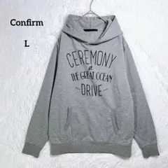 コンファーム パーカー グレー L フロントプリント フード スウェット