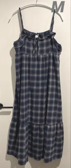 チェック柄 キャミワンピース ロング丈