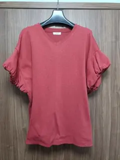 HUG-U 赤 Vネック バルーンスリーブ Tシャツのサムネイル