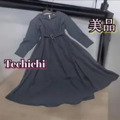 テチチ ロングワンピース 美シルエット Aライン チャコールグレー 襟付き F