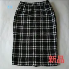 【M-Ⅱ】新品　Mサイズ　黒白チェック柄　ミディアム丈スカート