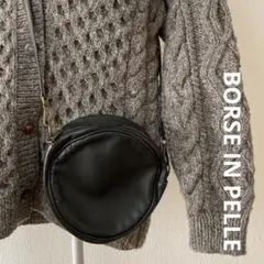 イタリア製　レザーサークルショルダーバッグ