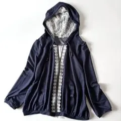 アクシーズファム　レース　チュール　プリーツ　リボン　フルジップ　パーカー