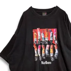 BLOZ タバコ Tシャツ 古着 黒 マルボロ スモーク ロゴ 煙草 たばこ