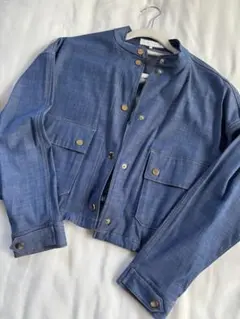 デニムブルー クロップドジャケット　zara 春ジャケット