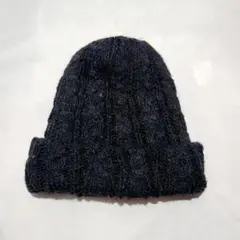 アルパカ混　ウール　ケーブル編み　ニットキャップ　ニット帽