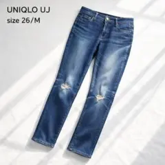 ユニクロ UNIQLO UJ デニム ジーンズ ストレート ダメージ加工 26