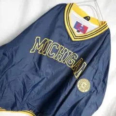90s プルオーバーナイロンジャケット カレッジロゴ刺繍 ミシガン大学 紺