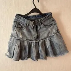 デニム プリーツスカート ライトブルー