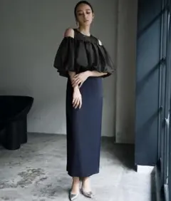 Girl オーガンジーバルーンヘムトップスノースリーブワンピースセット