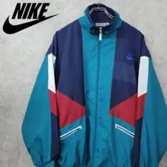 古着 90s NIKE ナイキ 刺繍 ナイロンジャケット マルチグリーン XXL
