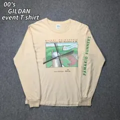 00s GILDAN Tシャツ ロンT イベントTee 長袖 ベージュ 古着 M