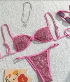 ピンク スパンコール ビキニ セパレート