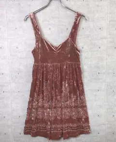 Free People ガーリー リゾート古着 ベロア ノースリ ミニワンピ