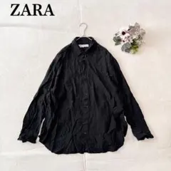【ザラ】 長袖シャツ（S)シンプル カジュアル 無地 レギュラーカラー