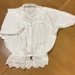 ブラウス　フォークダンス　白　レース　半袖のサムネイル