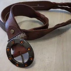 ET BOITE 茶色レザーベルト 装飾バックル