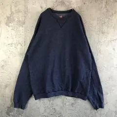 レ*ー様 Y5275古着　トレーナー　スウェット　紺　無地　90s Y2K