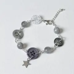 グレー ボタン ブレスレット 星 フェアリーグランジ ウィッシュコア 森ガール