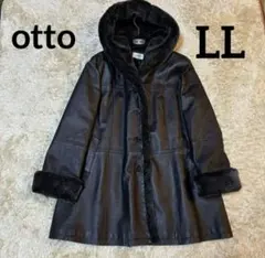 美品✨ otto レザーコート　フード　ボア　豚革　大きいサイズ　LL
