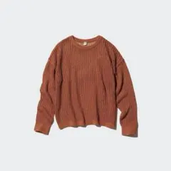 UNIQLO／春夏メッシュクルーネックセーター／オレンジ／XL