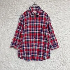 【FINWAY】チェック柄 七分袖シャツ (L) ロールアップ カジュアル