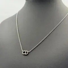 極美品 ディオール ラインストーン ネックレス CD シルバー レディース