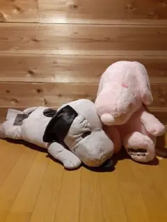 スヌーピー グランデぬいぐるみグレー　おすわりピンク　もこふわ　3体セット