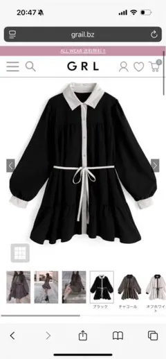 リボン付き配色シャツワンピース[tg886]