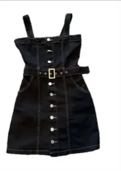 デニム風ブラックジャンパースカート