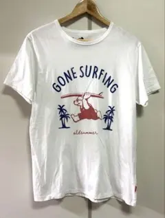 Old Summer☆ビッグプリントTシャツ☆くま サーフボード☆L
