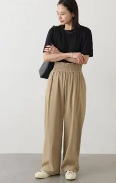 ジャーナルスタンダードナイロンストレッチワイドパンツベージュ36