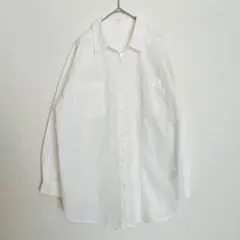 グローバルワーク　長袖シャツ　オーバーブラウス　後ろプリーツ　ホワイト系