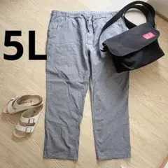 【美品】5L グレー イージーパンツ 涼しい 快適　薄い　青　夏用　爽やか