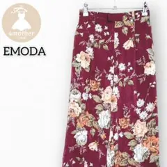 【美品】EMODA/エモダ ワイドパンツ ハイウエスト レッド 花柄 レディースのサムネイル
