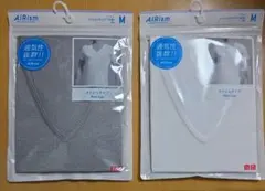 【新品】ユニクロ　メンズ　エアリズム　メッシュVネックT半袖　M 2枚