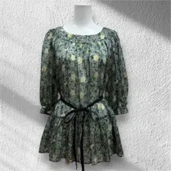 ZARA BASIC チュニック　ブラウス　花柄　軽量　絹　シルク100％のサムネイル