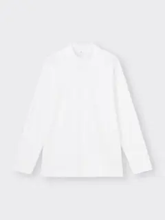 GU ジーユー ソフトコットンモックネックT(長袖) ホワイト 白 Mサイズのサムネイル