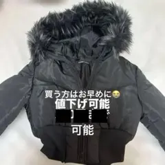SHEIN フェイクファー付きクロップドダウンジャケット ブラック