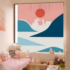 在庫わずか！夕日 猫 デザイン 窓 壁 インテリア マジックテープ付き 目隠しのサムネイル