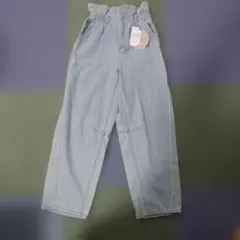 ライトブルー ゴムウエスト デニムパンツ