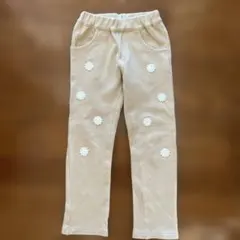 値下げ⭐︎ムージョンジョン ベージュ 花刺繍 長ズボン パンツ　110cm