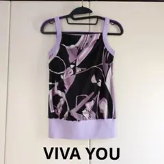 美品☆VIVA YOU☆幾何学模様キャミソール☆パープル ブラックのサムネイル