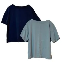 【ユニクロ】エアリズム Tシャツ 2枚 L 半袖 レディース ネイビー ゆったり