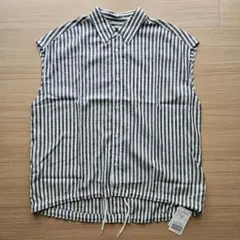 Spick&Span リネンブレンドフレンチヘムギャザーシャツ ストライプ