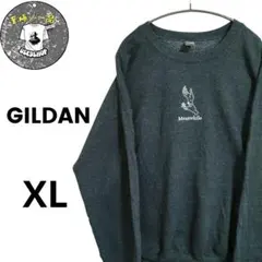 美品GILDANギルダン裏起毛Meanwhile ロゴ入りグレー トレーナー