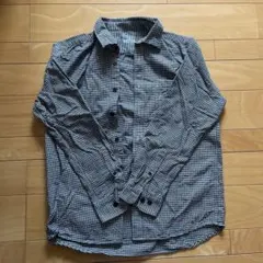 無印良品　チェック柄 長袖シャツ ブラック/ホワイト