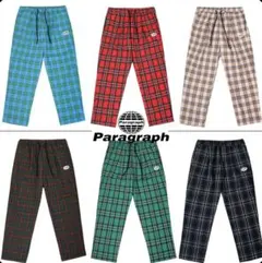paragraph チェックパンツ グリーン